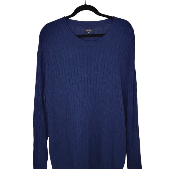 Alfani 100% Cotton Navy Blue Ribbed Crew Neck Pullover Sweater Size XXL - Picture 2 of 7